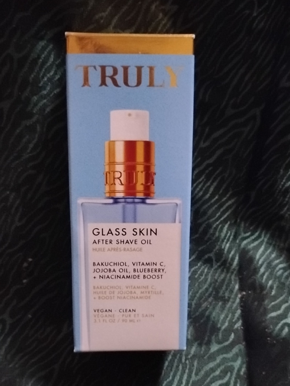 TRULY Glass Skin After Shave Oil — Blue and Gold Packaging